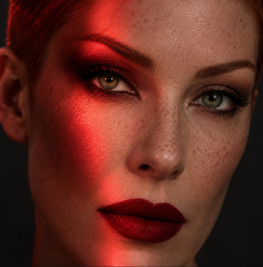 Crimson Split Light makeup design